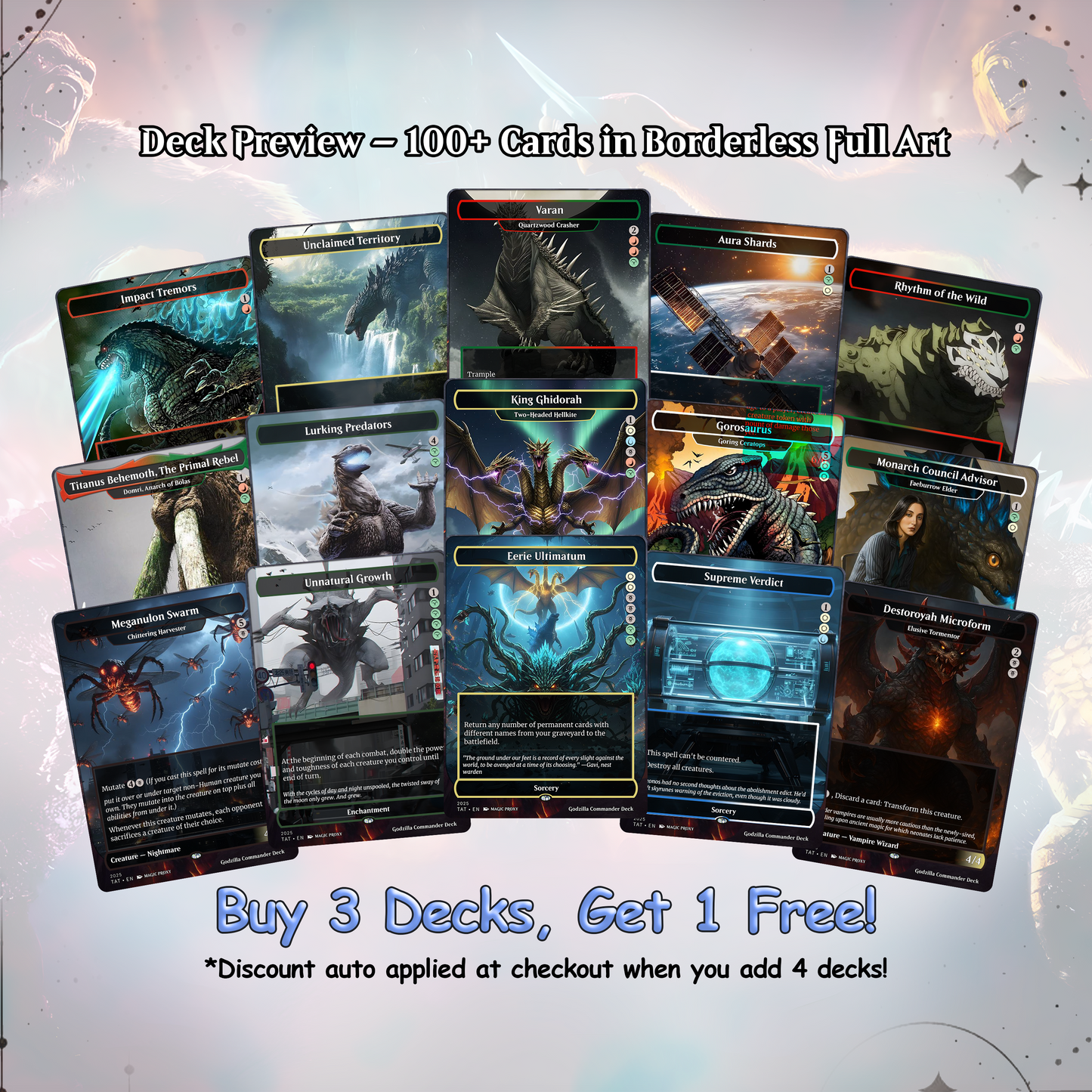 Godzilla Commander cEDH Deck - Godzilla  Commander Magic Commander - Magic Proxy Deck with 170+ Unique Cards - Custom Cards MTG Proxy for Casual Play
