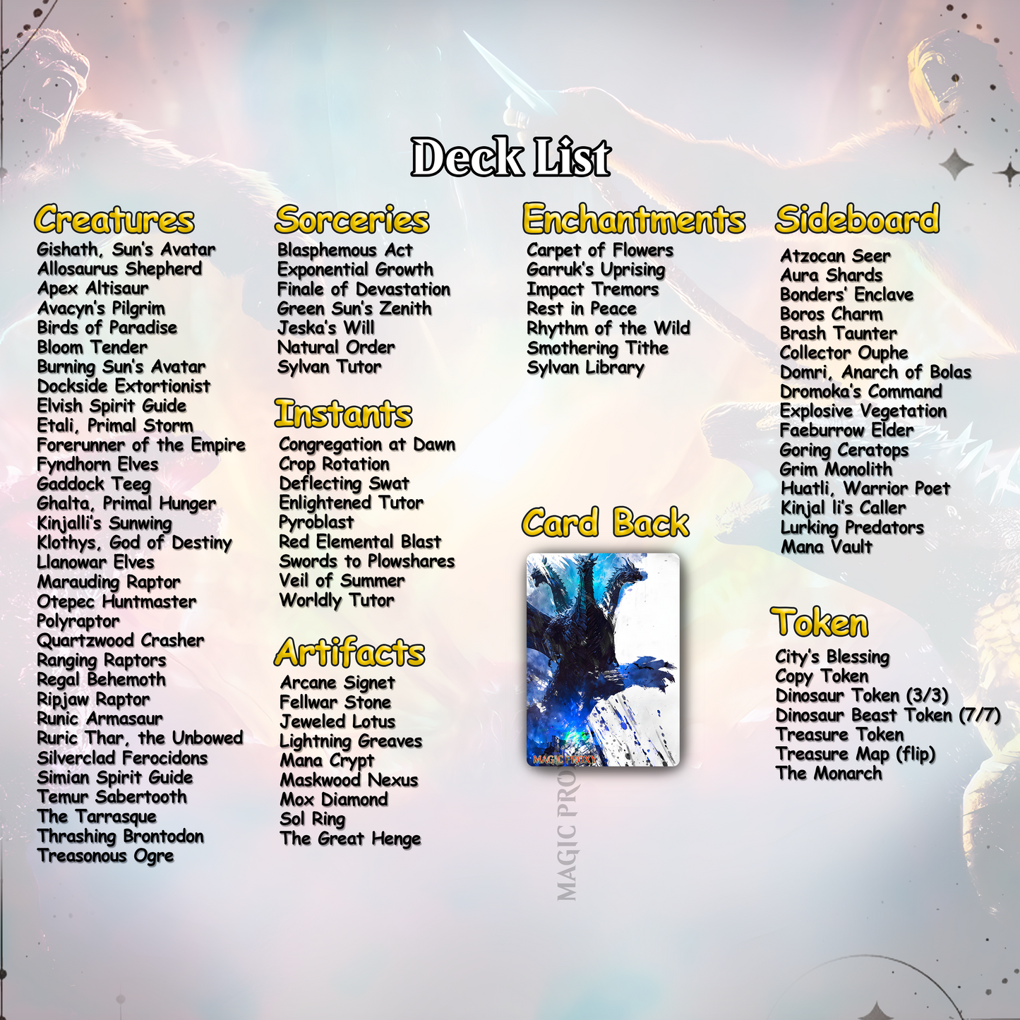 Godzilla Commander cEDH Deck - Godzilla  Commander Magic Commander - Magic Proxy Deck with 170+ Unique Cards - Custom Cards MTG Proxy for Casual Play