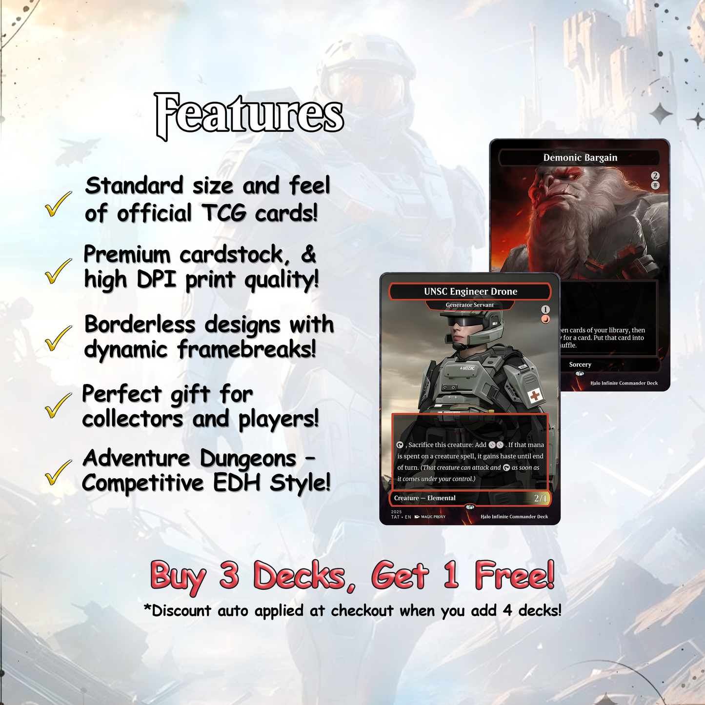 Halo Infinite Commander cEDH Deck - Halo Infinite Commander Magic Commander - Magic Proxy Deck with 170+ Unique Cards - Custom Cards MTG Proxy for Casual Play