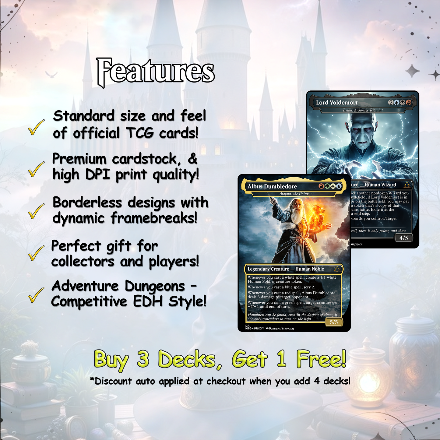 Harry Potter Dumbledore's Army MTG Commander Deck - Complete Custom EDH Deck Magic Proxy Cards Proxies Complete