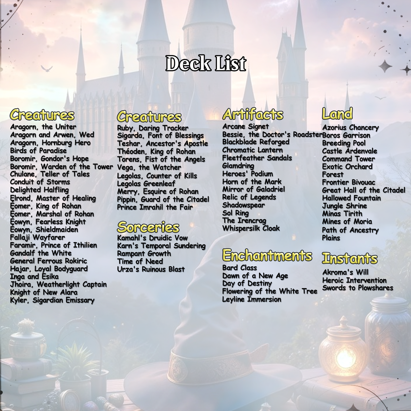 Harry Potter Dumbledore's Army MTG Commander Deck - Complete Custom EDH Deck Magic Proxy Cards Proxies Complete