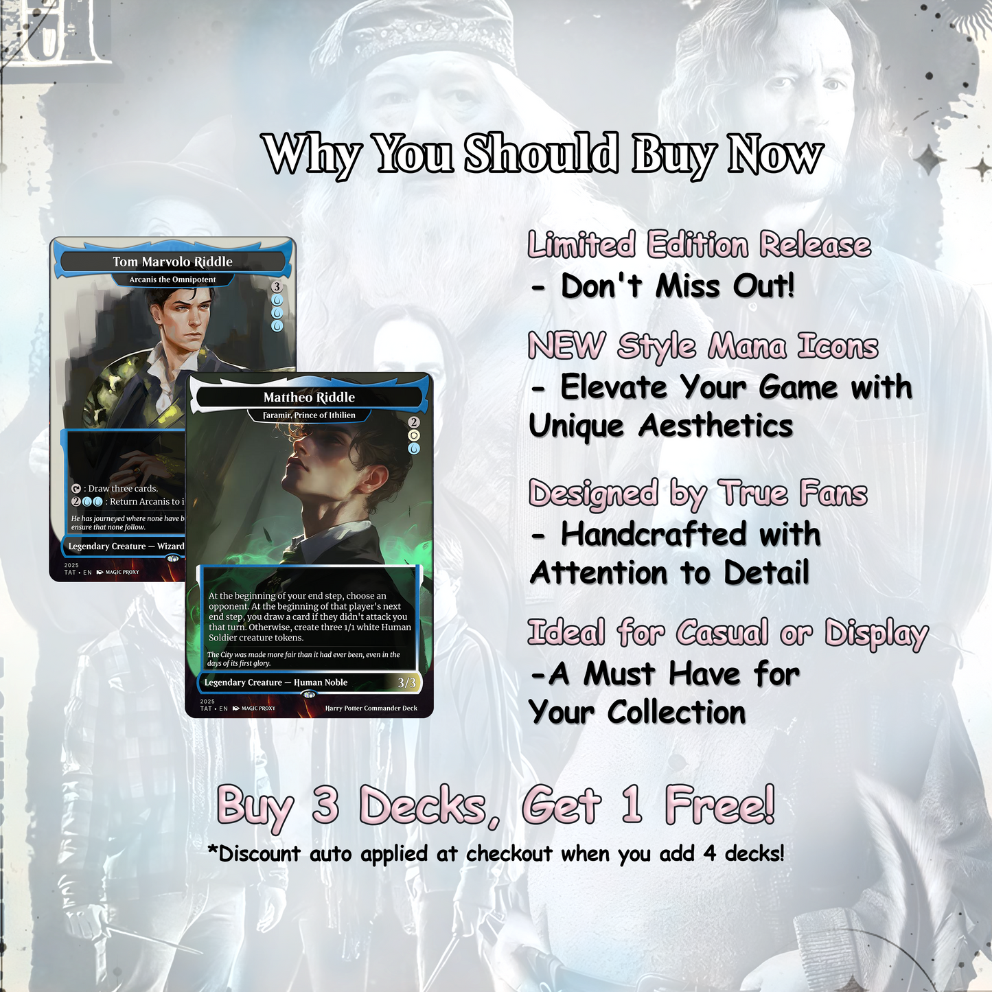 Harry Potter Dumbledore's Army MTG Commander Deck - Complete Custom EDH Deck Magic Proxy Cards Proxies Complete