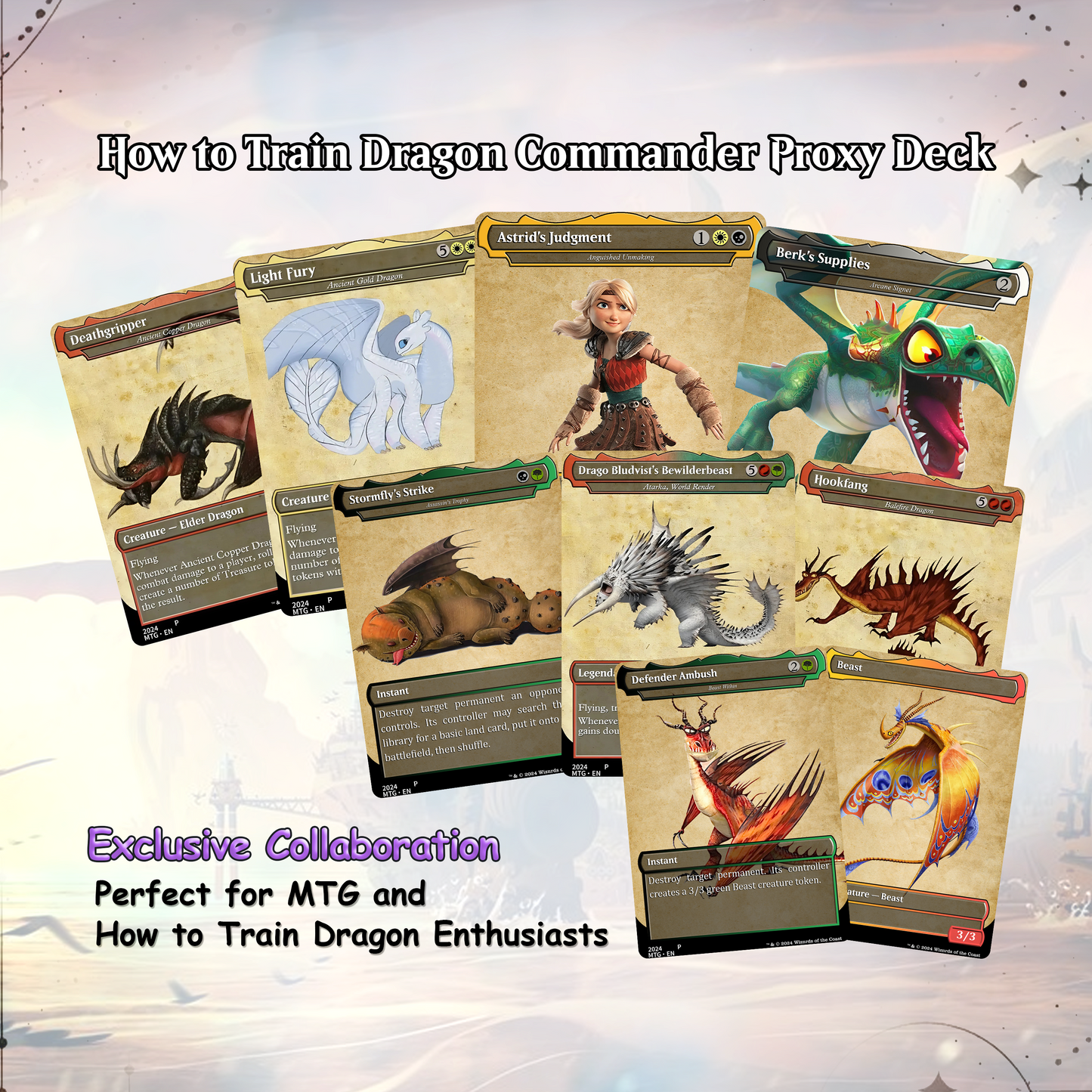 How to Train Your Dragon Commander Deck • Fly High with Toothless as Your Commander! • Custom MTG Card • Premium Proxy Card • Gift for Him