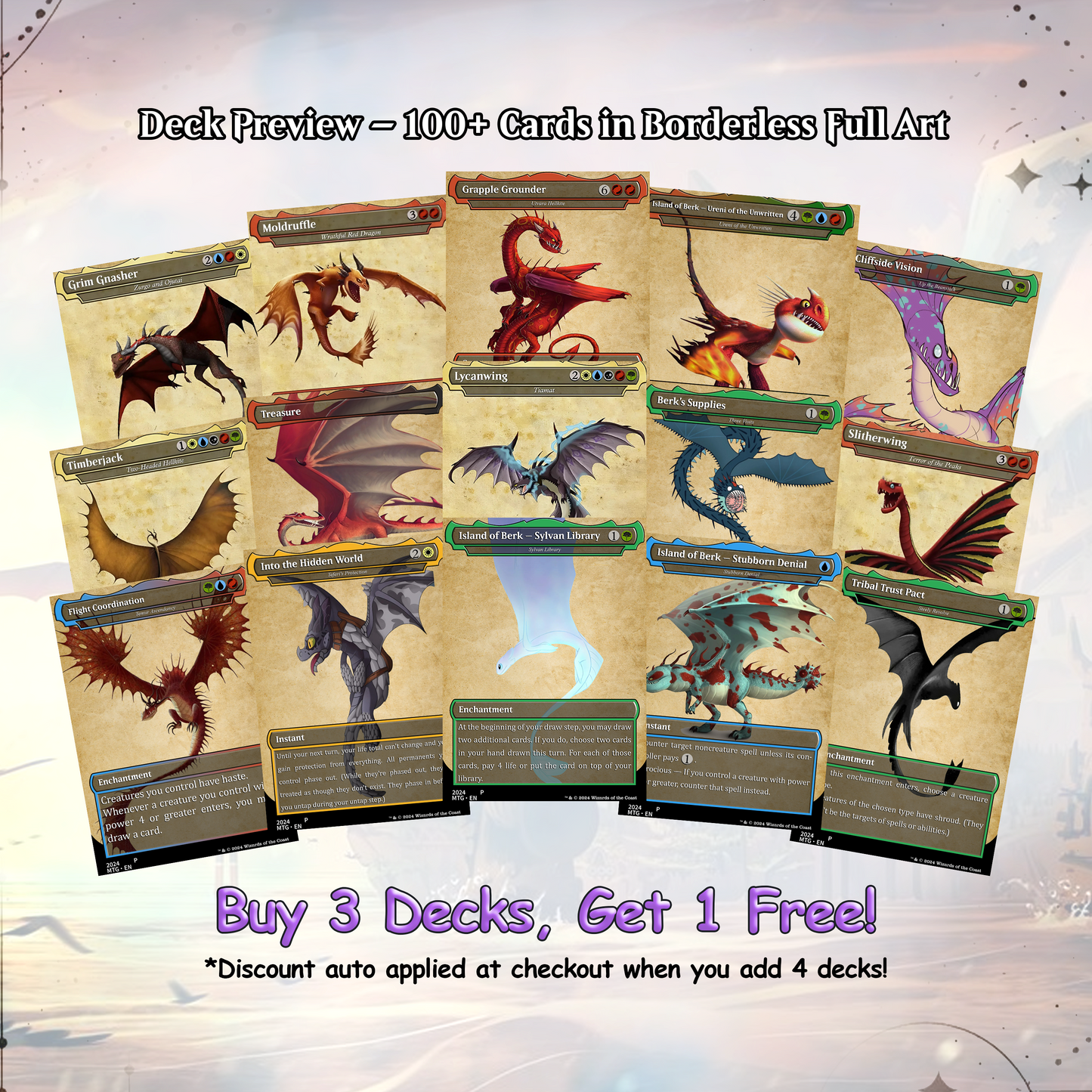 How to Train Your Dragon Commander Deck • Fly High with Toothless as Your Commander! • Custom MTG Card • Premium Proxy Card • Gift for Him