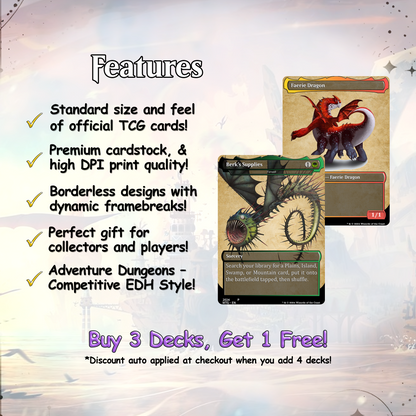 How to Train Your Dragon Commander Deck • Fly High with Toothless as Your Commander! • Custom MTG Card • Premium Proxy Card • Gift for Him