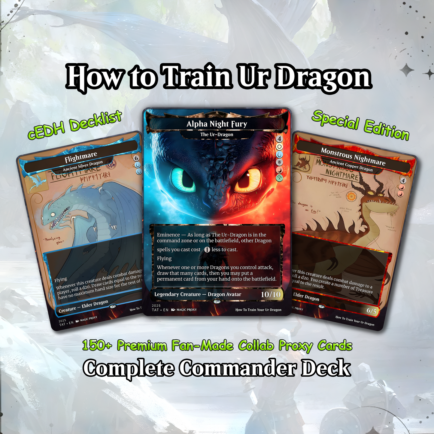How to Train Your Dragon Commander cEDH Deck - How to Train Your Dragon Commander Magic Commander - Magic Proxy Deck with 150+ Unique Cards - Custom Cards MTG Proxy for Casual Play