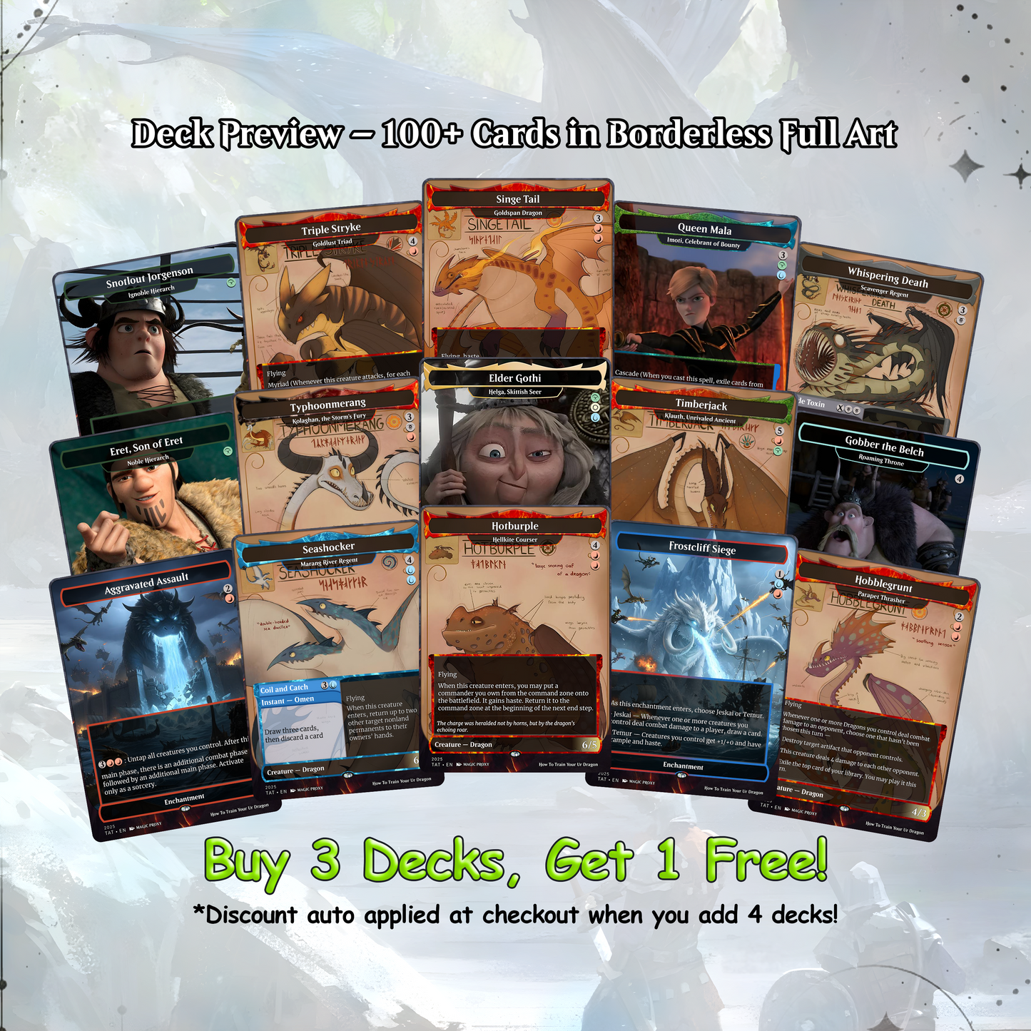How to Train Your Dragon Commander cEDH Deck - How to Train Your Dragon Commander Magic Commander - Magic Proxy Deck with 150+ Unique Cards - Custom Cards MTG Proxy for Casual Play