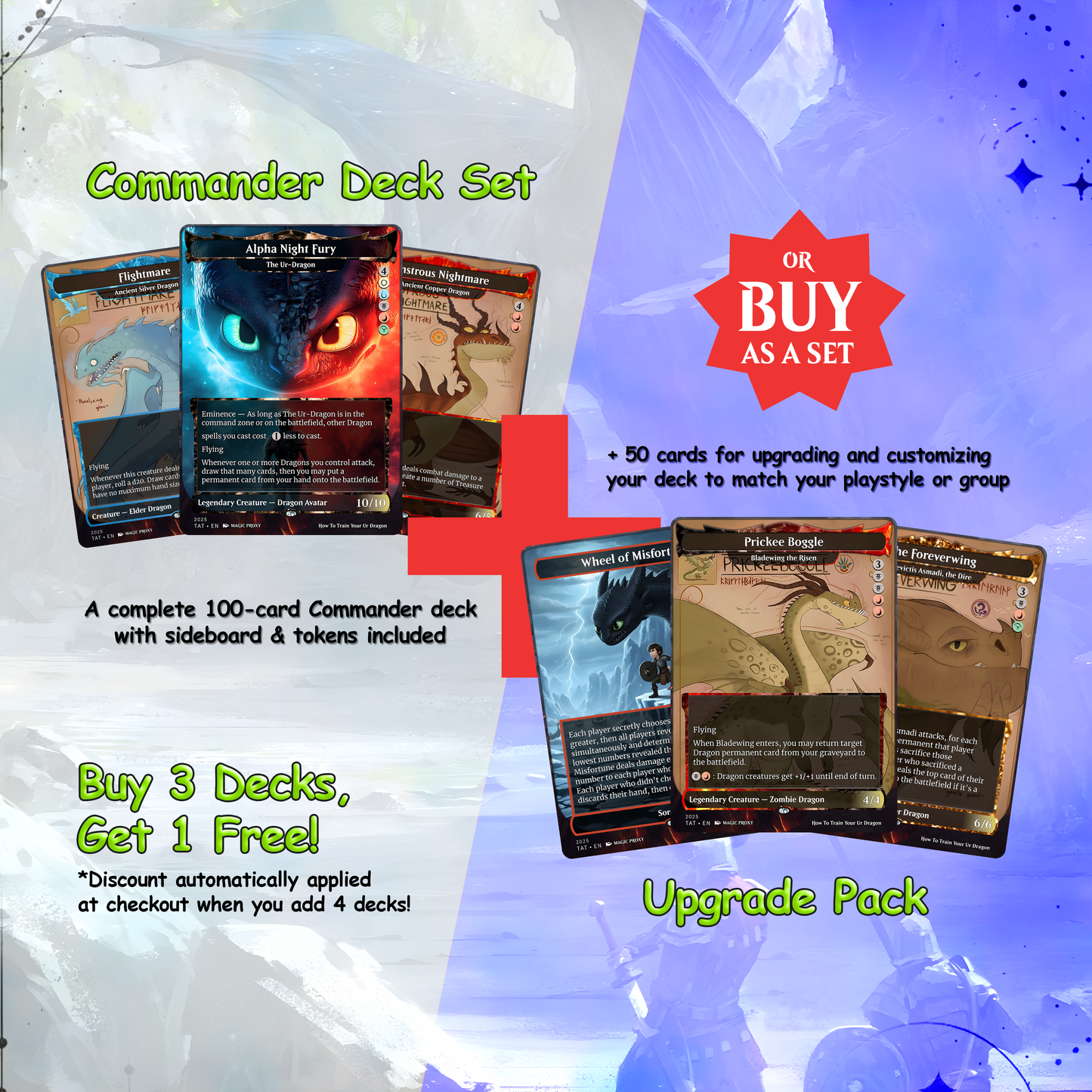 How to Train Your Dragon Commander cEDH Deck - How to Train Your Dragon Commander Magic Commander - Magic Proxy Deck with 150+ Unique Cards - Custom Cards MTG Proxy for Casual Play