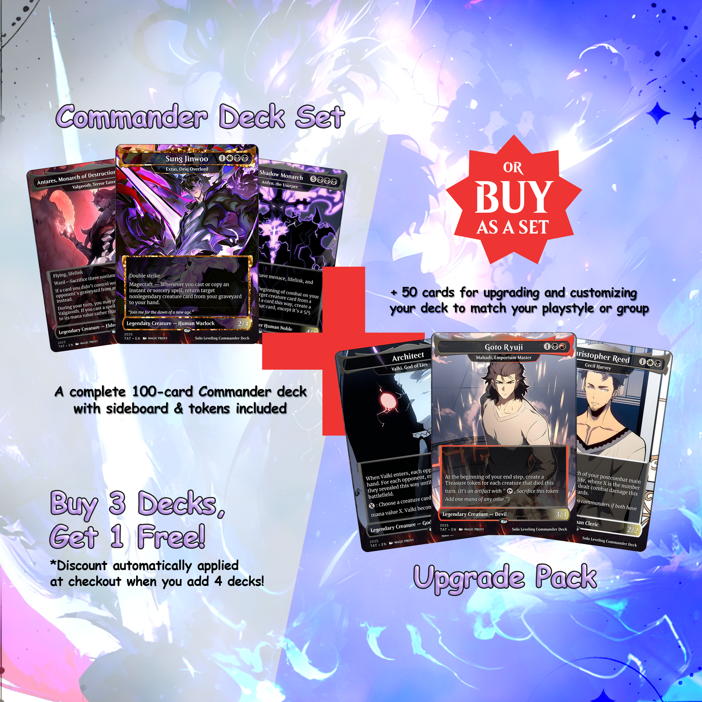 Solo Leveling cEDH Deck - Solo Leveling Magic Commander - Magic Proxy Deck with 160+ Unique Cards - Custom Cards MTG Proxy for Casual Play
