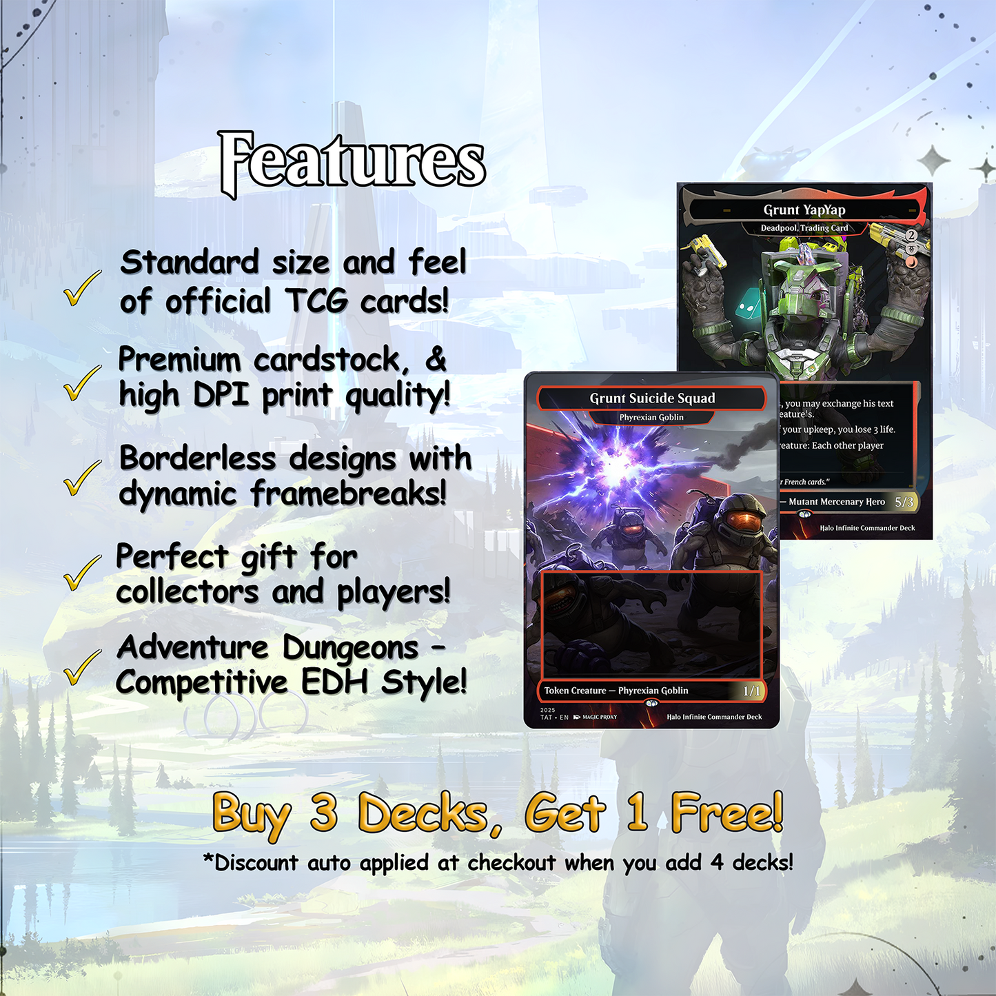 Halo Infinite Commander cEDH Deck - Halo Infinite Commander Magic Commander - Magic Proxy Deck with 170+ Unique Cards - Custom Cards MTG Proxy for Casual Play