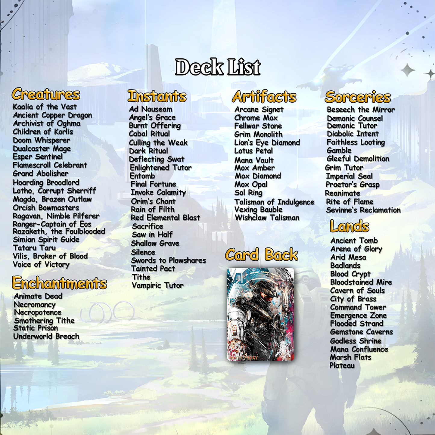 Halo Infinite Commander cEDH Deck - Halo Infinite Commander Magic Commander - Magic Proxy Deck with 170+ Unique Cards - Custom Cards MTG Proxy for Casual Play
