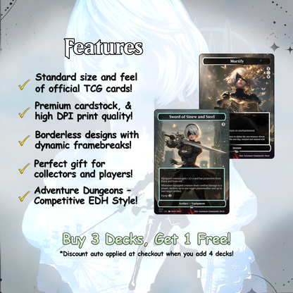 Neir: Automata Commander cEDH Deck - Fate - Grand Oder Commander Magic Commander - Magic Proxy Deck with 160+ Unique Cards - Custom Cards MTG Proxy for Casual Play
