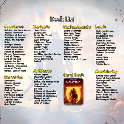 Oblivion Commander cEDH Deck - Oblivion Commander Magic Commander - Magic Proxy Deck with 150+ Unique Cards - Custom Cards MTG Proxy for Casual Play