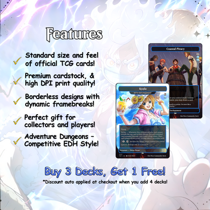 O.n.e P.i.e.c.e Commander cEDH Deck - O.n.e P.i.e.c.e Commander Magic Commander - Magic Proxy Deck with 160+ Unique Cards - Custom Cards MTG Proxy for Casual Play