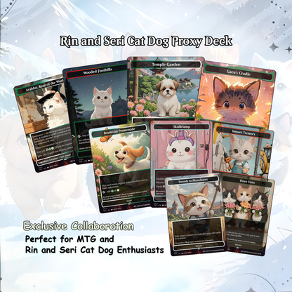 Rin and Seri Cat Dog Proxy Commander EDH Deck, 100 Cards + 8 Free Tokens | Cute Custom Full Art | MuraProxyArt