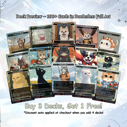 Rin and Seri Cat Dog Proxy Commander EDH Deck, 100 Cards + 8 Free Tokens | Cute Custom Full Art | MuraProxyArt