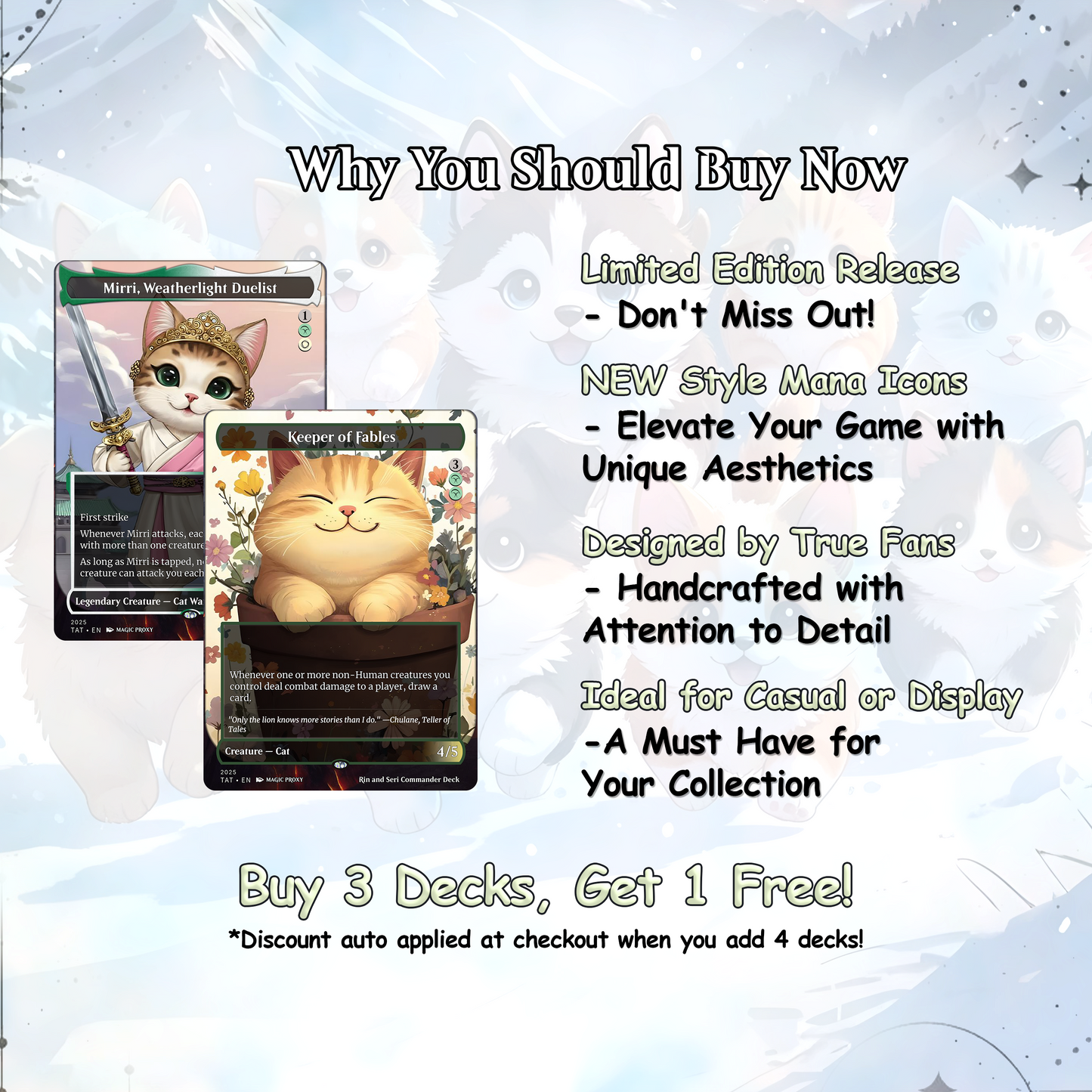 Rin and Seri Cat Dog Proxy Commander EDH Deck, 100 Cards + 8 Free Tokens | Cute Custom Full Art | MuraProxyArt