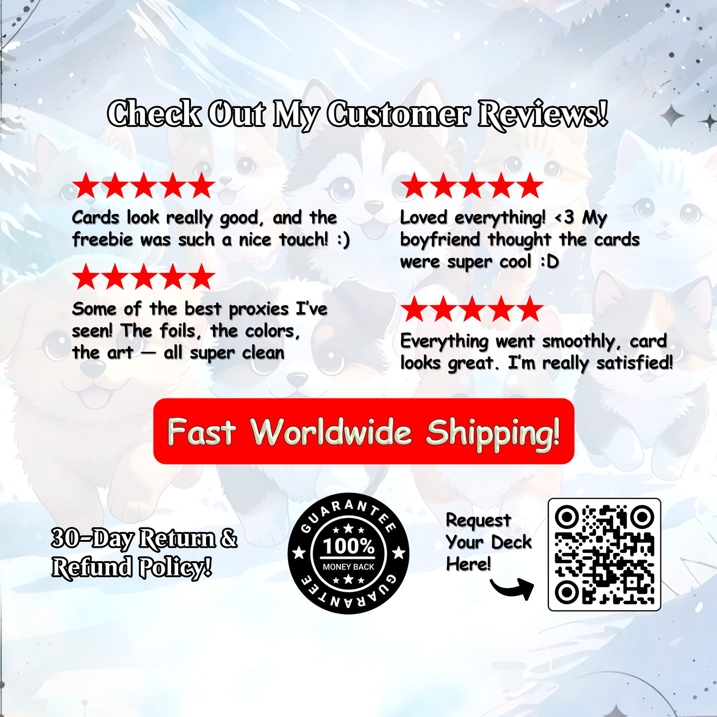 Rin and Seri Cat Dog Proxy Commander EDH Deck, 100 Cards + 8 Free Tokens | Cute Custom Full Art | MuraProxyArt