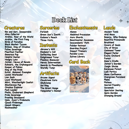 Rin and Seri Cat Dog Proxy Commander EDH Deck, 100 Cards + 8 Free Tokens | Cute Custom Full Art | MuraProxyArt