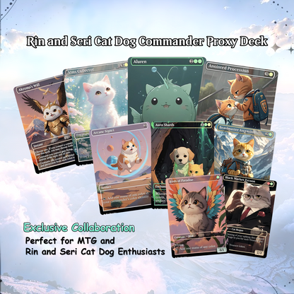 Rin and Seri Cat Dog Proxy Commander EDH Deck, 100 Cards + 8 Free Tokens | Cute Custom Full Art | MuraProxyArt