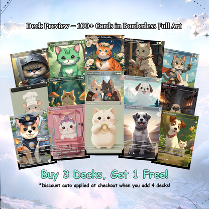 Rin and Seri Cat Dog Proxy Commander EDH Deck, 100 Cards + 8 Free Tokens | Cute Custom Full Art | MuraProxyArt