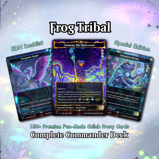 Frog Tribal Theme / Clement Commander Deck / Premium Paper Proxy Deck / 100 Cards + Tokens / Frog Tribal Bracket 4 EDH Magic Deck