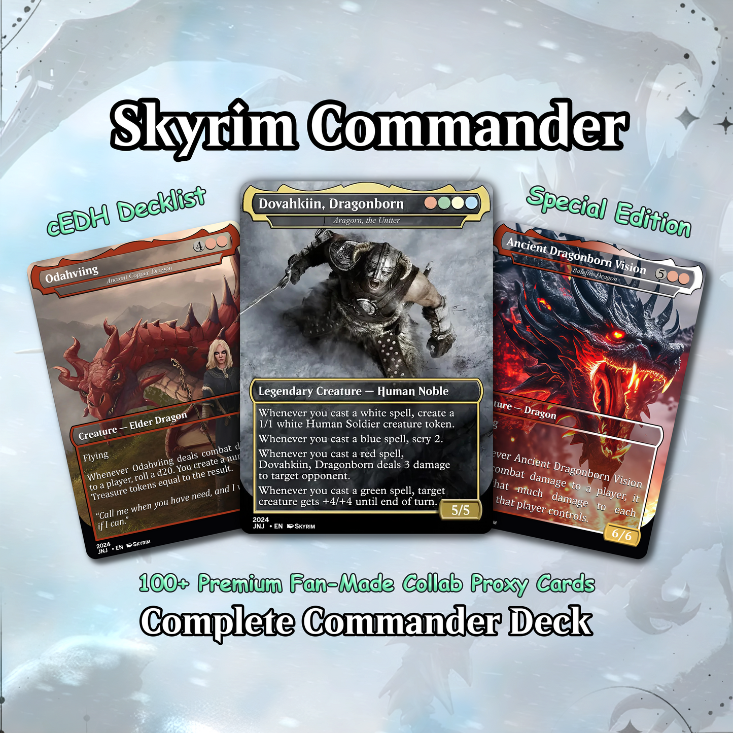 Skyrim Themed Commander Deck Proxies, Multi Colour Combo, 120+ Unique Cards, Quality Custom Card Proxy for Commander EDH