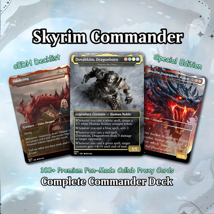 Skyrim Themed Commander Deck Proxies, Multi Colour Combo, 120+ Unique Cards, Quality Custom Card Proxy for Commander EDH