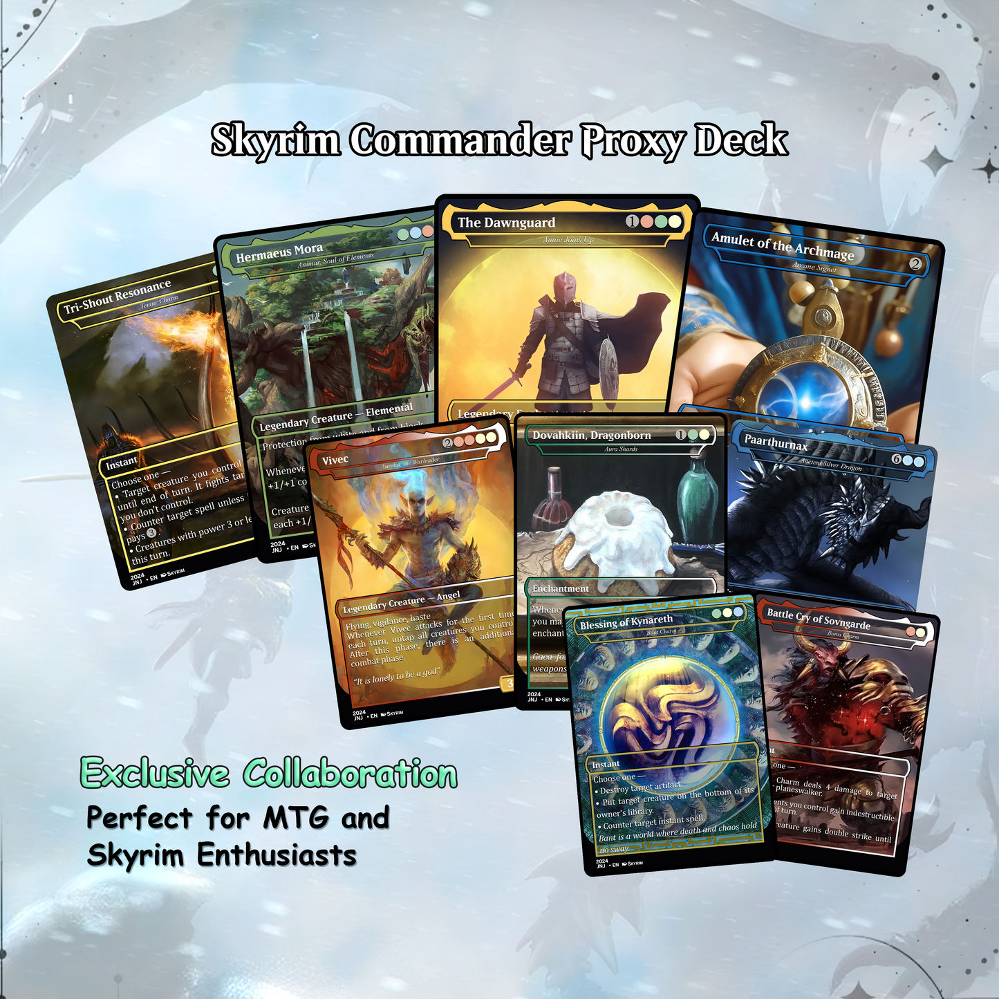 Skyrim Themed Commander Deck Proxies, Multi Colour Combo, 120+ Unique Cards, Quality Custom Card Proxy for Commander EDH