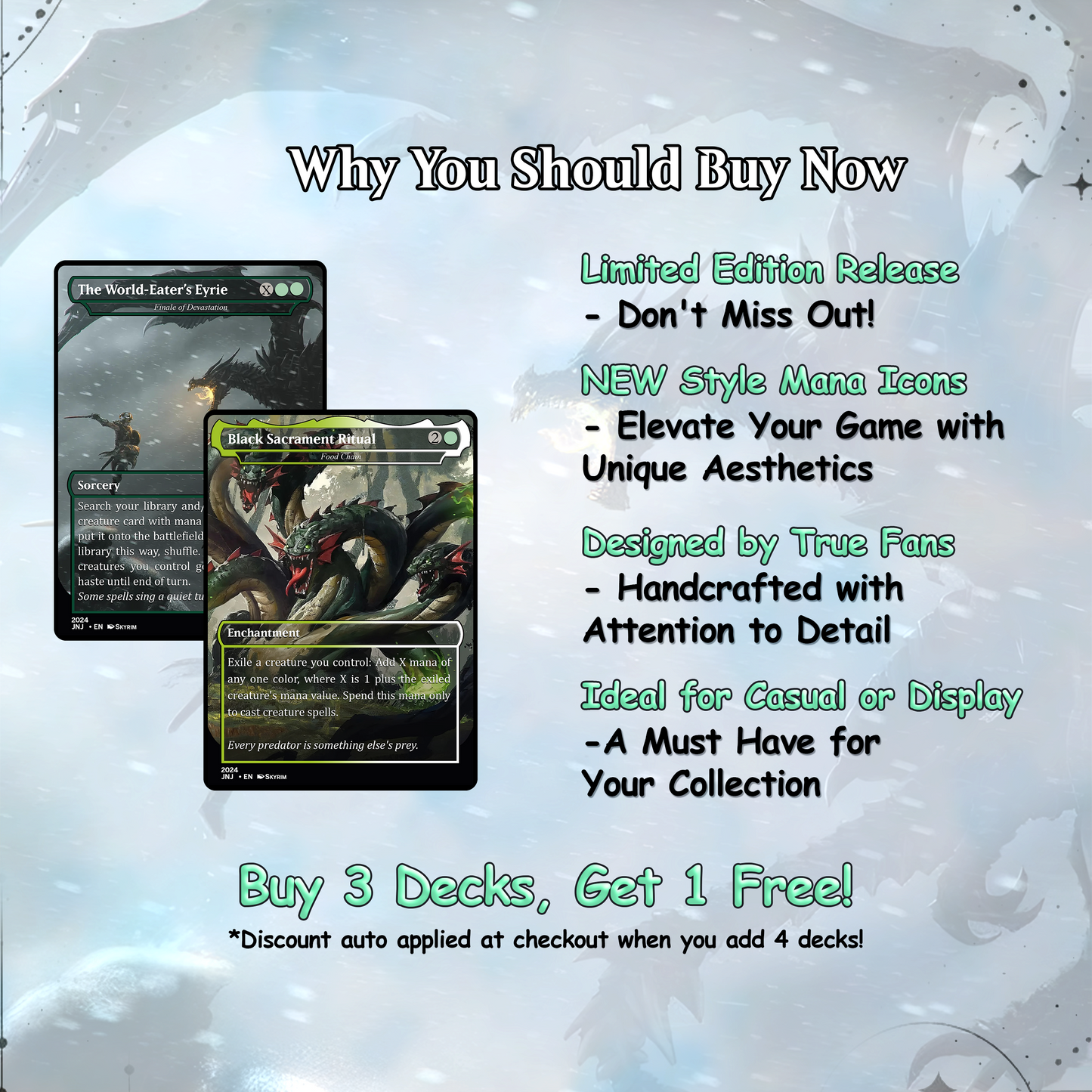 Skyrim Themed Commander Deck Proxies, Multi Colour Combo, 120+ Unique Cards, Quality Custom Card Proxy for Commander EDH