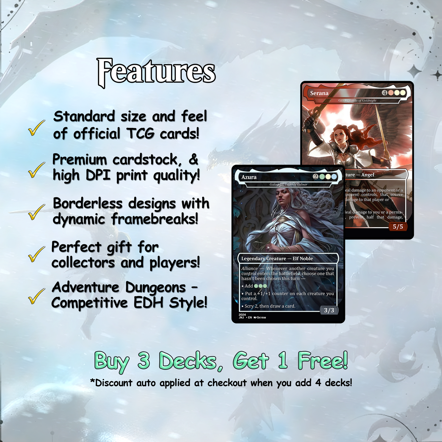 Skyrim Themed Commander Deck Proxies, Multi Colour Combo, 120+ Unique Cards, Quality Custom Card Proxy for Commander EDH