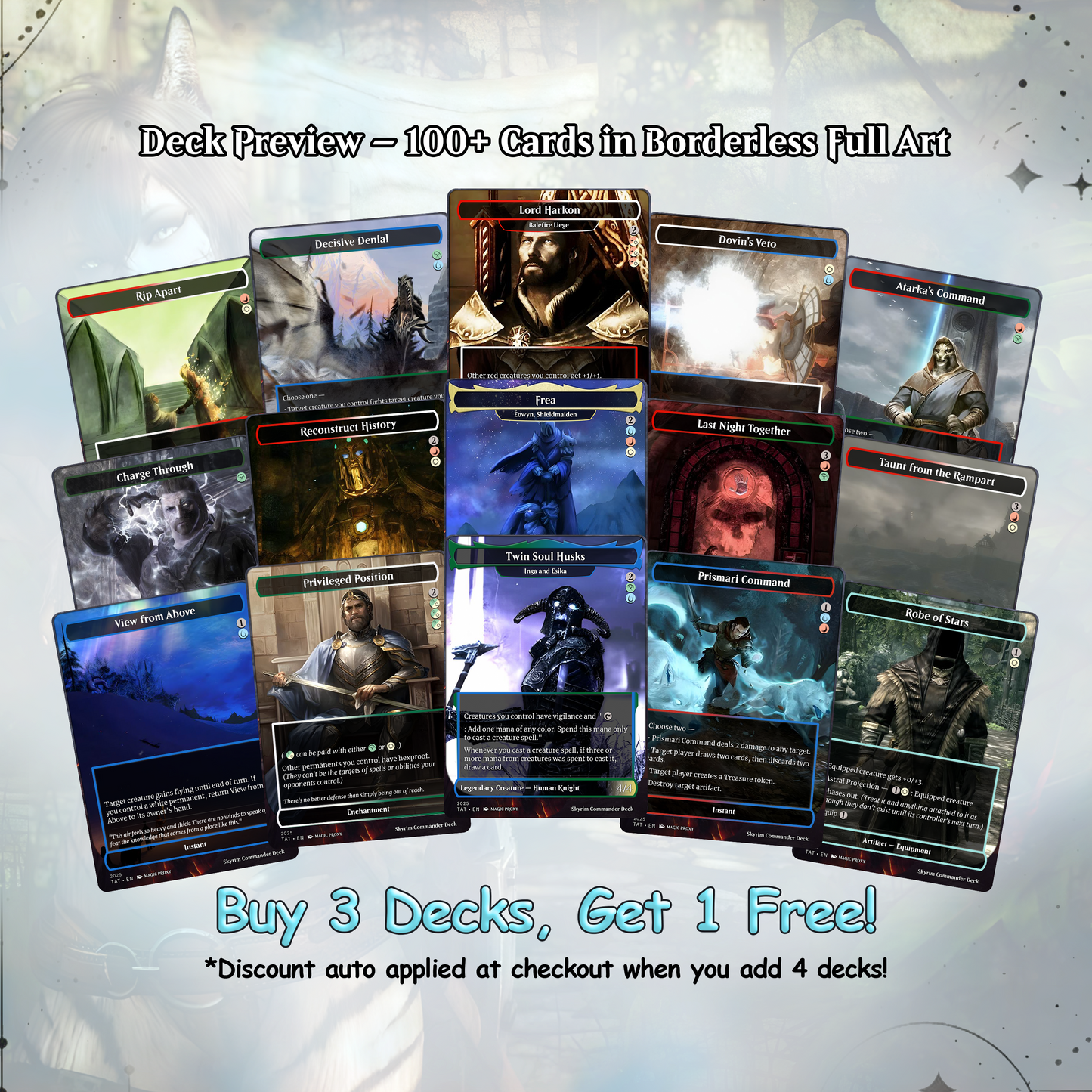 Skyrim Themed cEDH Deck - Skyrim Themed Magic Commander - Magic Proxy Deck with 160+ Unique Cards - Custom Cards MTG Proxy for Casual Play