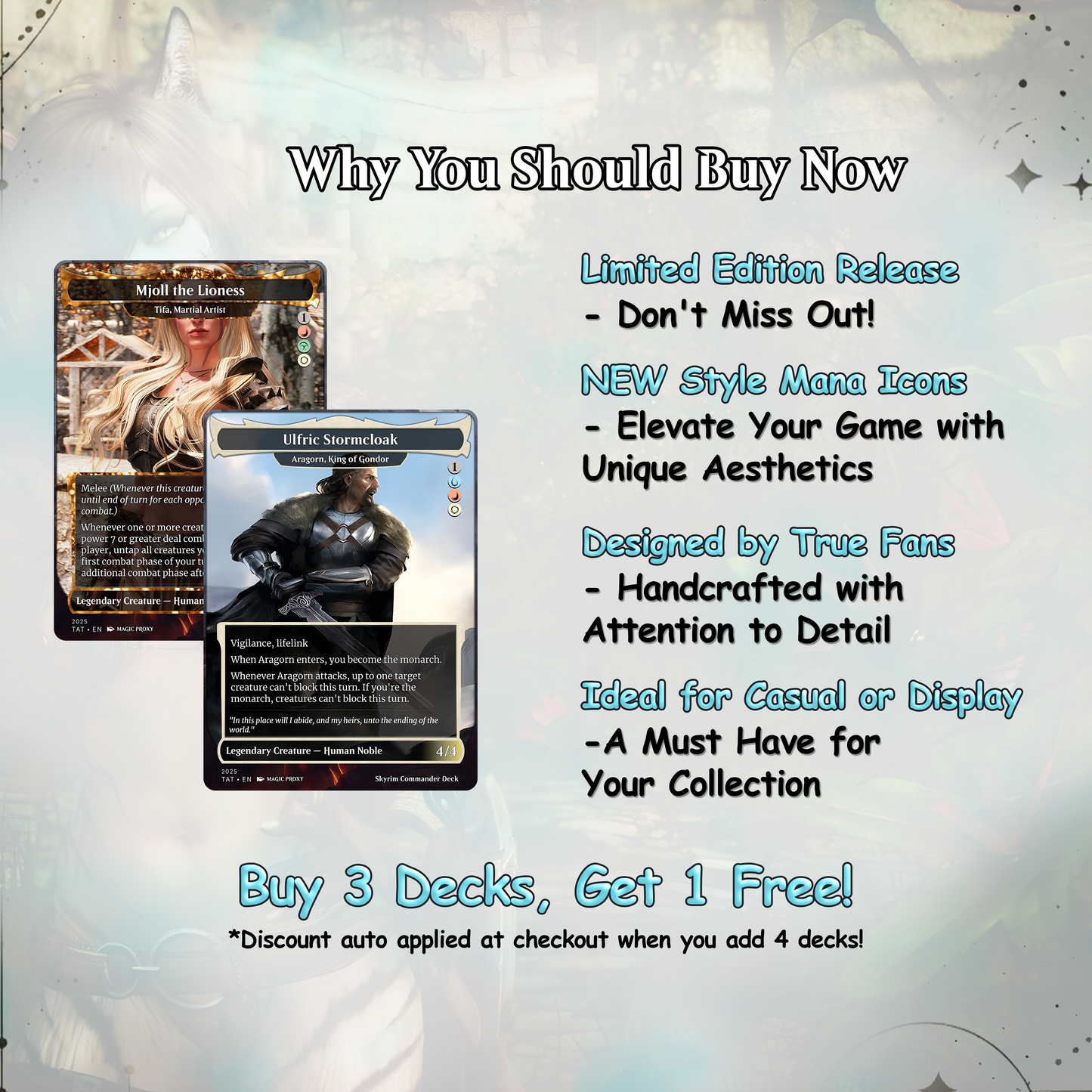 Skyrim Themed cEDH Deck - Skyrim Themed Magic Commander - Magic Proxy Deck with 160+ Unique Cards - Custom Cards MTG Proxy for Casual Play