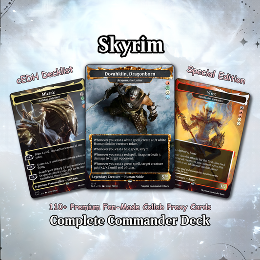 Skyrim Themed Commander Deck Proxies, Multi Colour Combo, 120+ Unique Cards, Quality Custom Card Proxy for Commander EDH