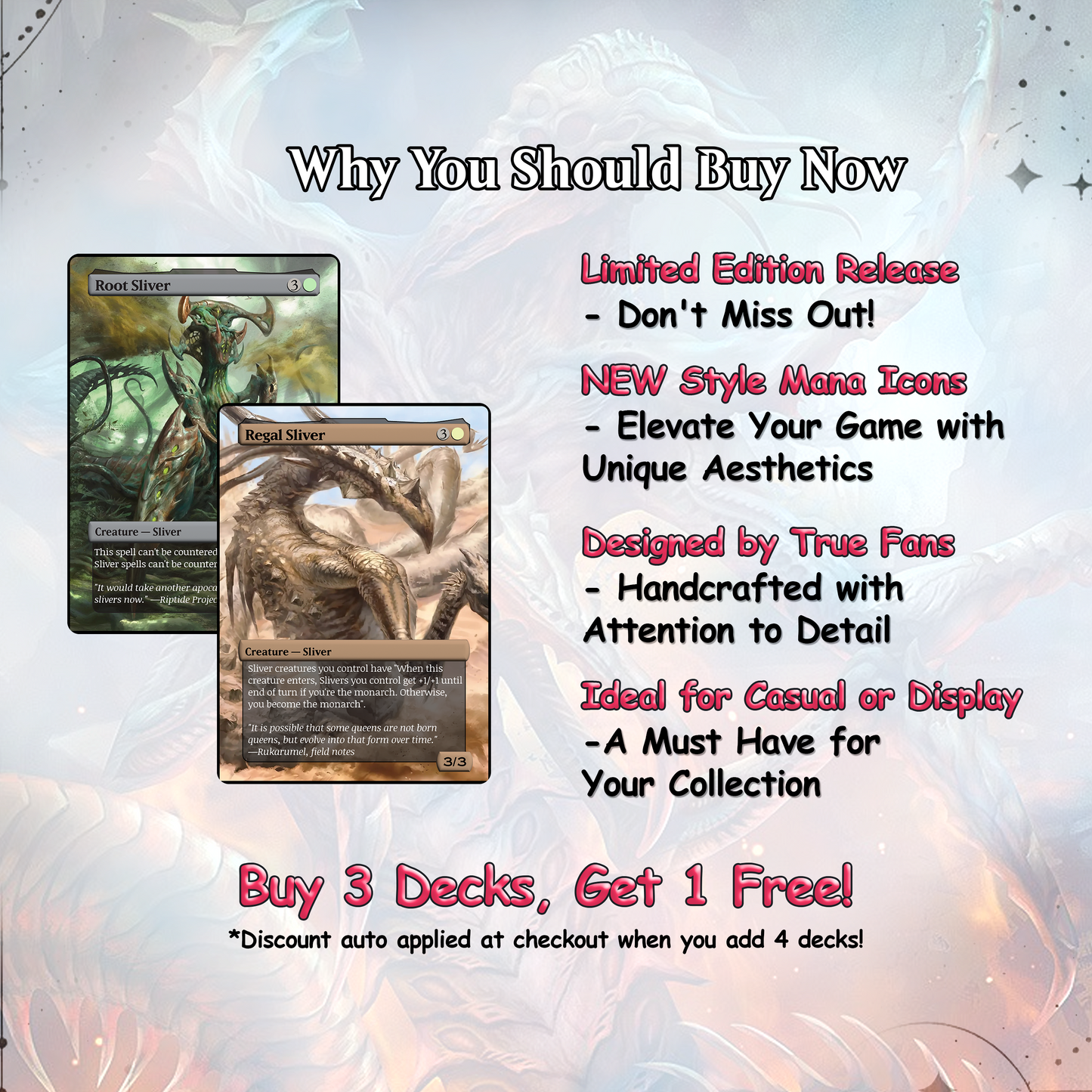 The First Sliver Custom Commander Deck - Proxy - Perfect Magic Gift - Tokens Included - Sliver Tribal Deck - Premium 110 card EDH Deck