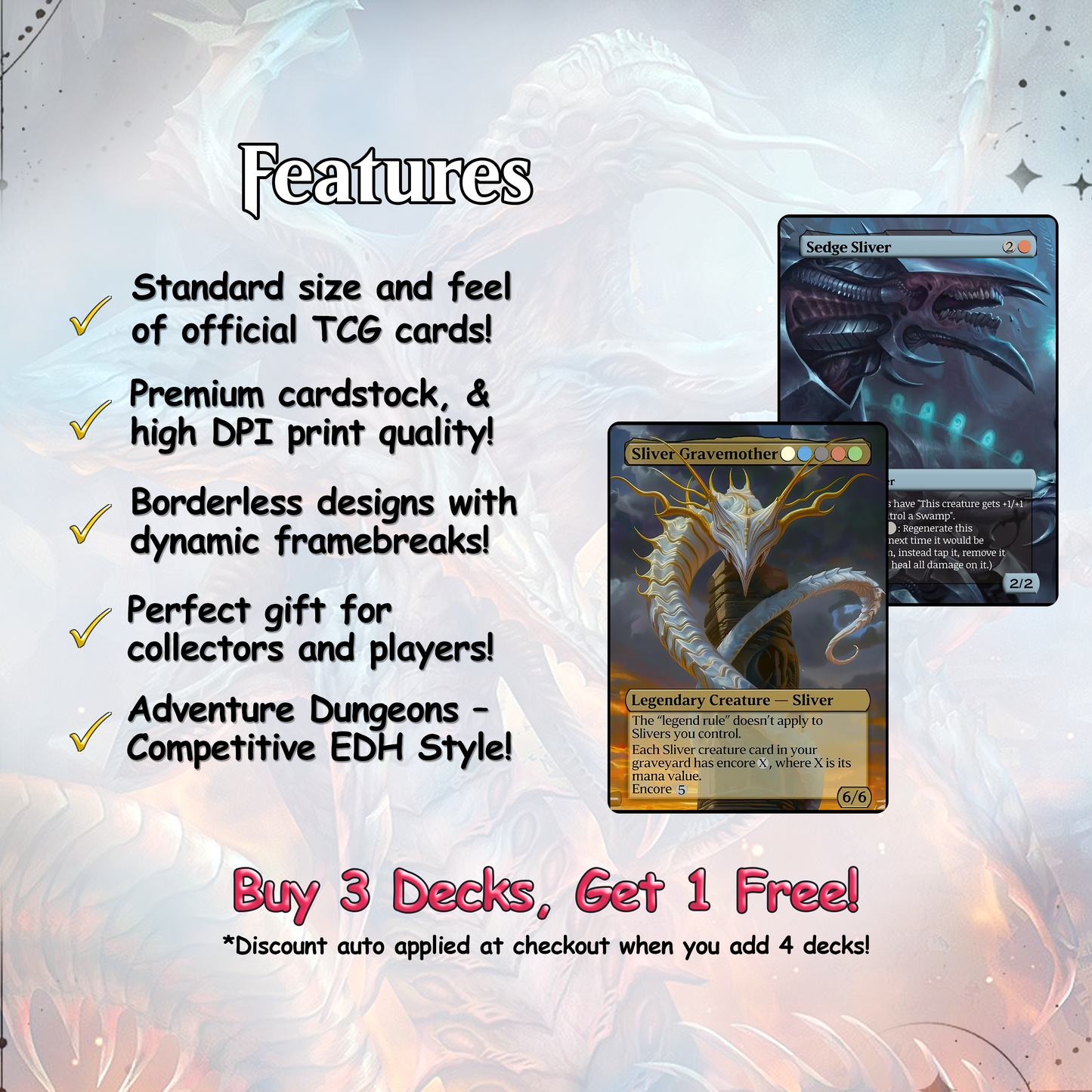 The First Sliver Custom Commander Deck - Proxy - Perfect Magic Gift - Tokens Included - Sliver Tribal Deck - Premium 110 card EDH Deck