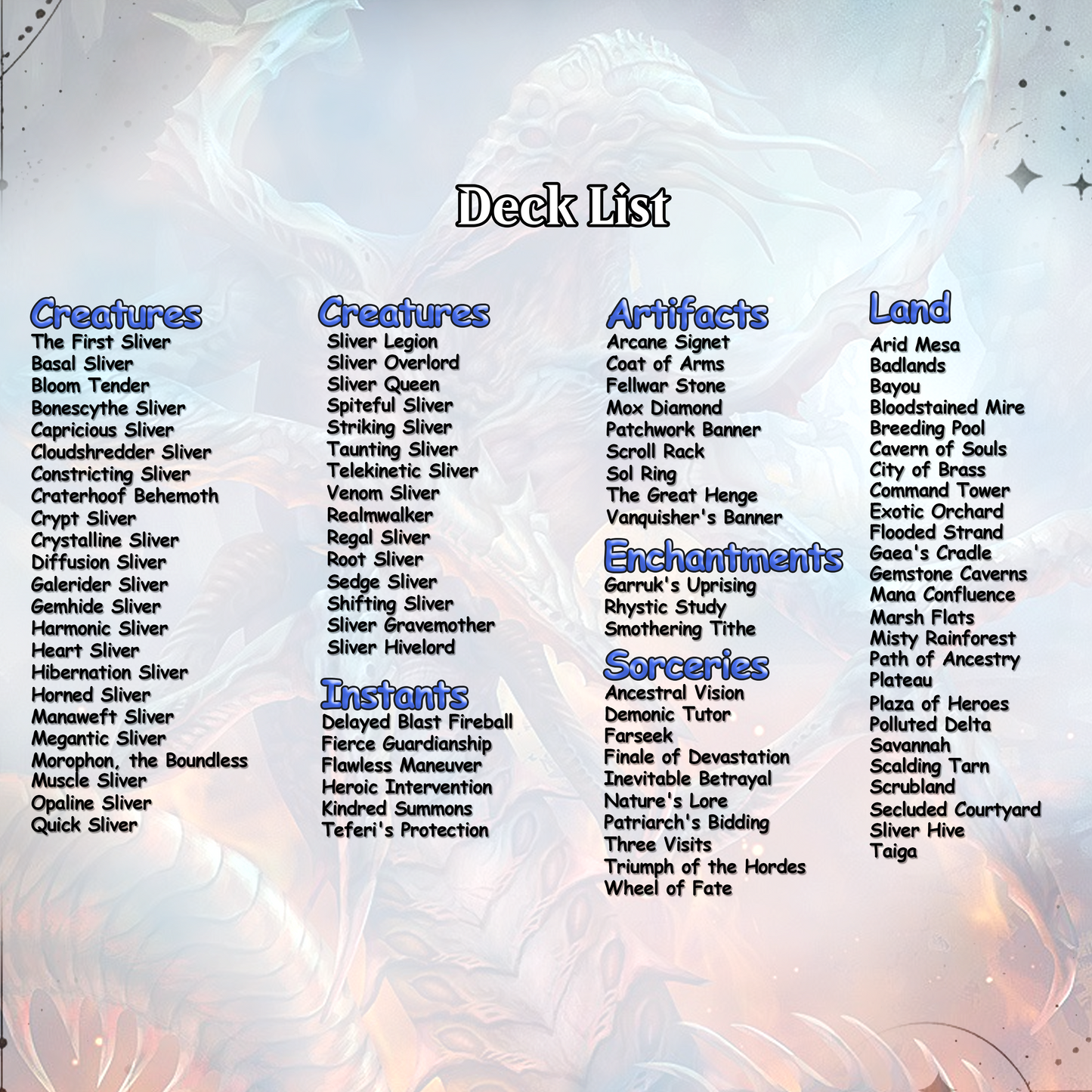 The First Sliver Custom Commander Deck - Proxy - Perfect Magic Gift - Tokens Included - Sliver Tribal Deck - Premium 110 card EDH Deck