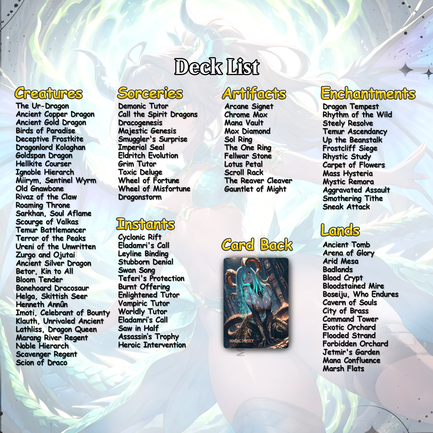 The Ur Dragon Commander cEDH Deck - The Ur Dragon Commander Magic Commander - Magic Proxy Deck with 150+ Unique Cards - Custom Cards MTG Proxy for Casual Play