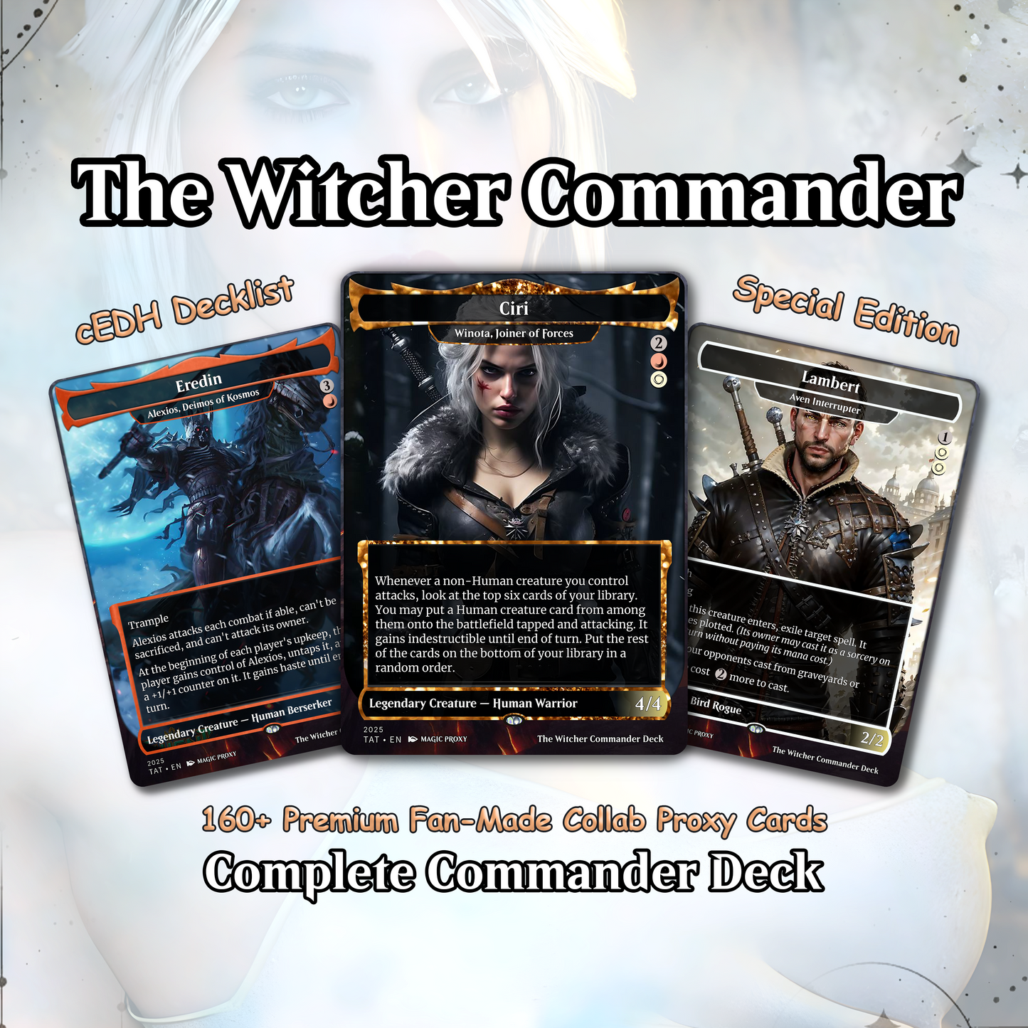 The Witcher Commander cEDH Deck - The Witcher Commander Magic Commander - Magic Proxy Deck with 160+ Unique Cards - Custom Cards MTG Proxy for Casual Play