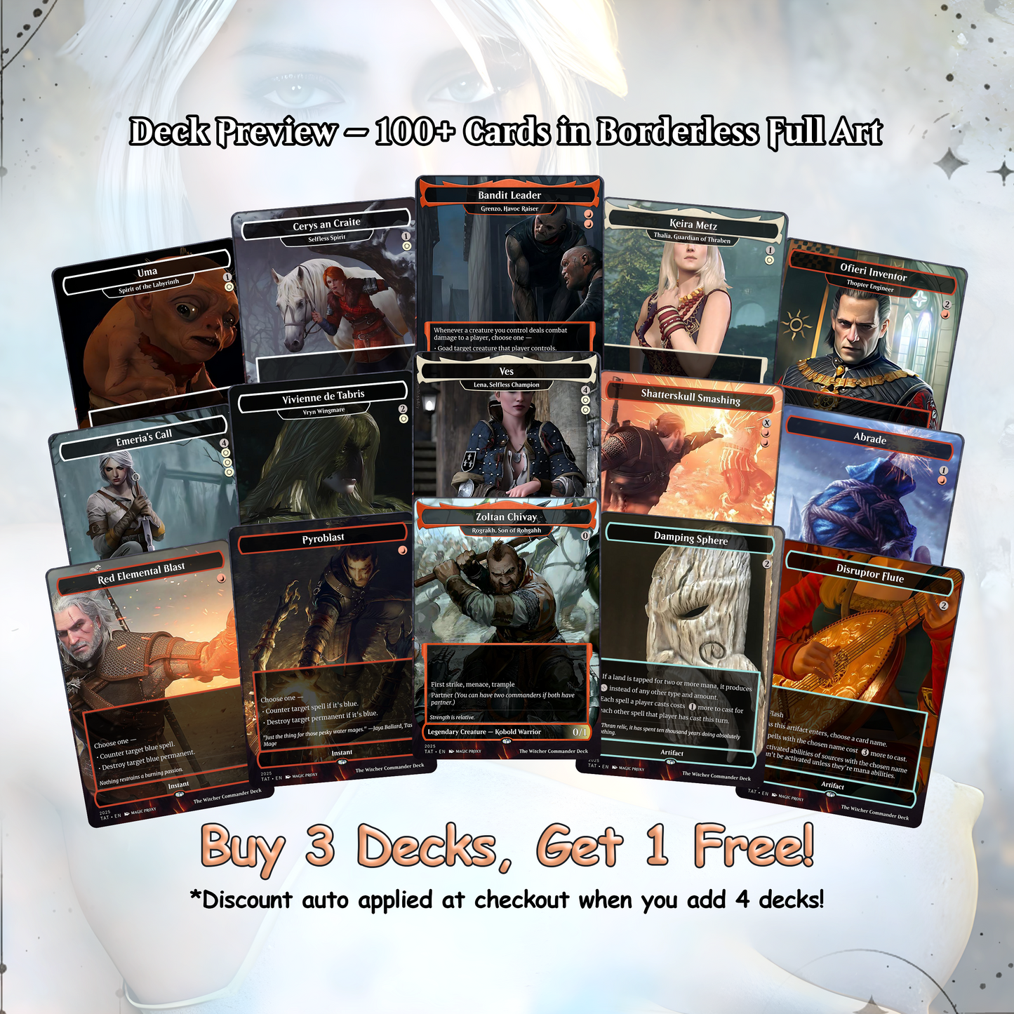 The Witcher Commander cEDH Deck - The Witcher Commander Magic Commander - Magic Proxy Deck with 160+ Unique Cards - Custom Cards MTG Proxy for Casual Play