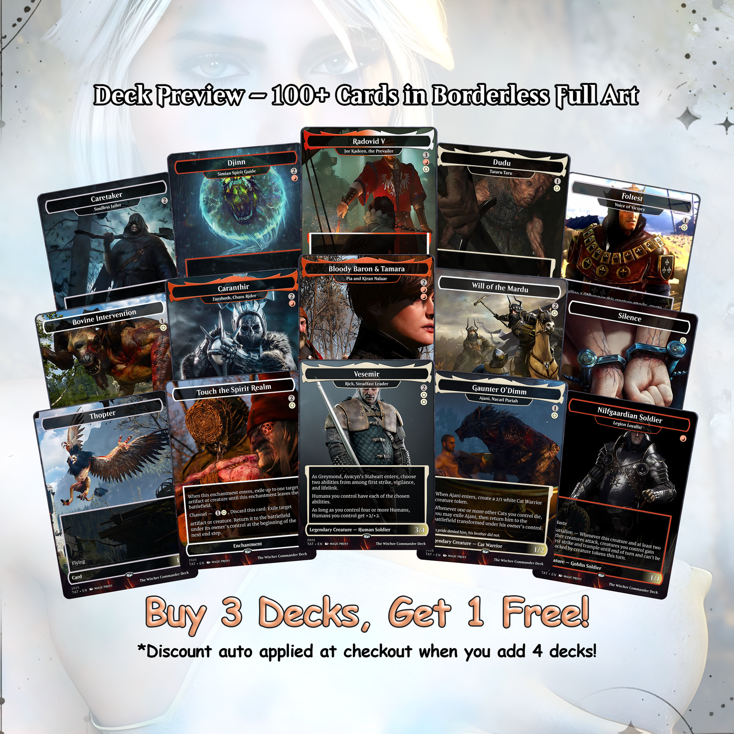 The Witcher Commander cEDH Deck - The Witcher Commander Magic Commander - Magic Proxy Deck with 160+ Unique Cards - Custom Cards MTG Proxy for Casual Play