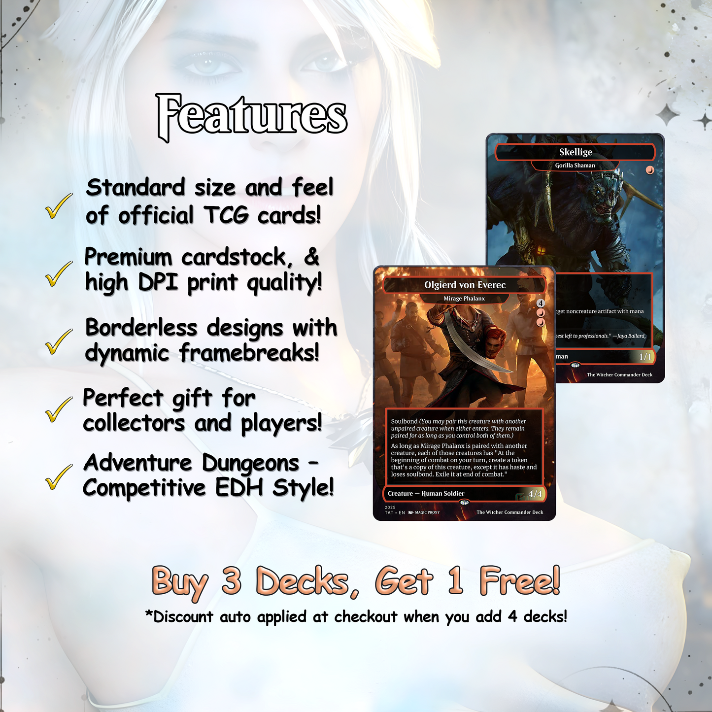 The Witcher Commander cEDH Deck - The Witcher Commander Magic Commander - Magic Proxy Deck with 160+ Unique Cards - Custom Cards MTG Proxy for Casual Play