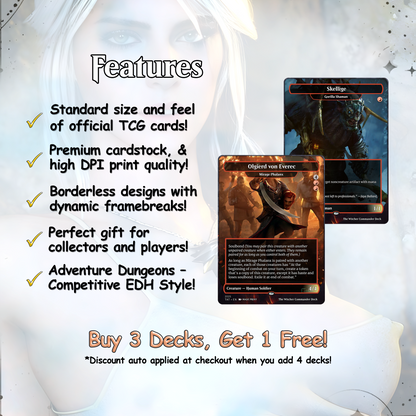 The Witcher Commander cEDH Deck - The Witcher Commander Magic Commander - Magic Proxy Deck with 160+ Unique Cards - Custom Cards MTG Proxy for Casual Play