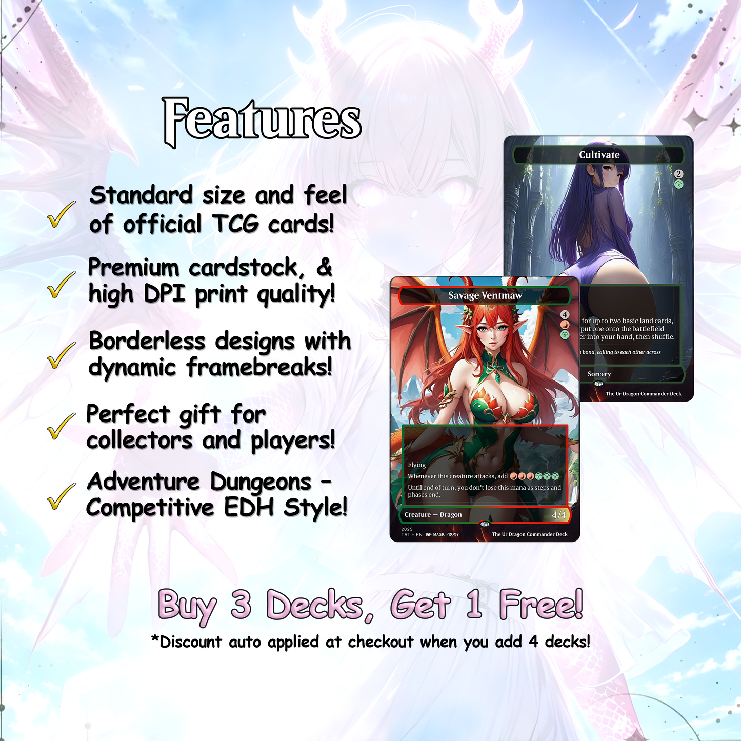The Ur Dragon Anime Waifu Proxy Commander Deck Custom Proxy EDH Dragon Tribal English High Quality Cards