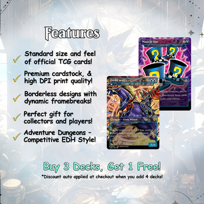 Yu-Gi-Oh MTG EDH Commander Proxy Deck - Dark Magic! - Wizards - 100 Cards, 8 Tokens - Magic - Gathering - Yugioh - Proxies - Orica