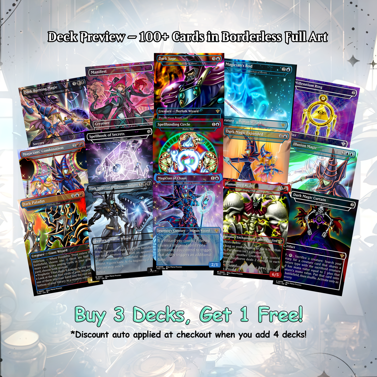 Yu-Gi-Oh MTG EDH Commander Proxy Deck - Dark Magic! - Wizards - 100 Cards, 8 Tokens - Magic - Gathering - Yugioh - Proxies - Orica