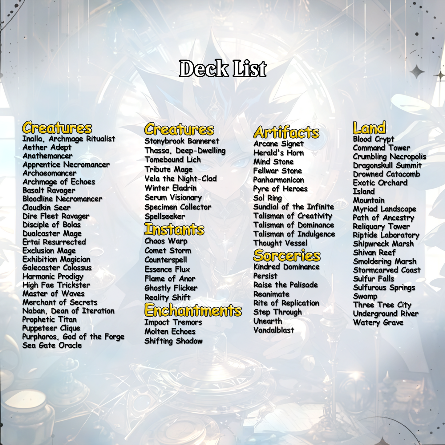 Yu-Gi-Oh MTG EDH Commander Proxy Deck - Dark Magic! - Wizards - 100 Cards, 8 Tokens - Magic - Gathering - Yugioh - Proxies - Orica