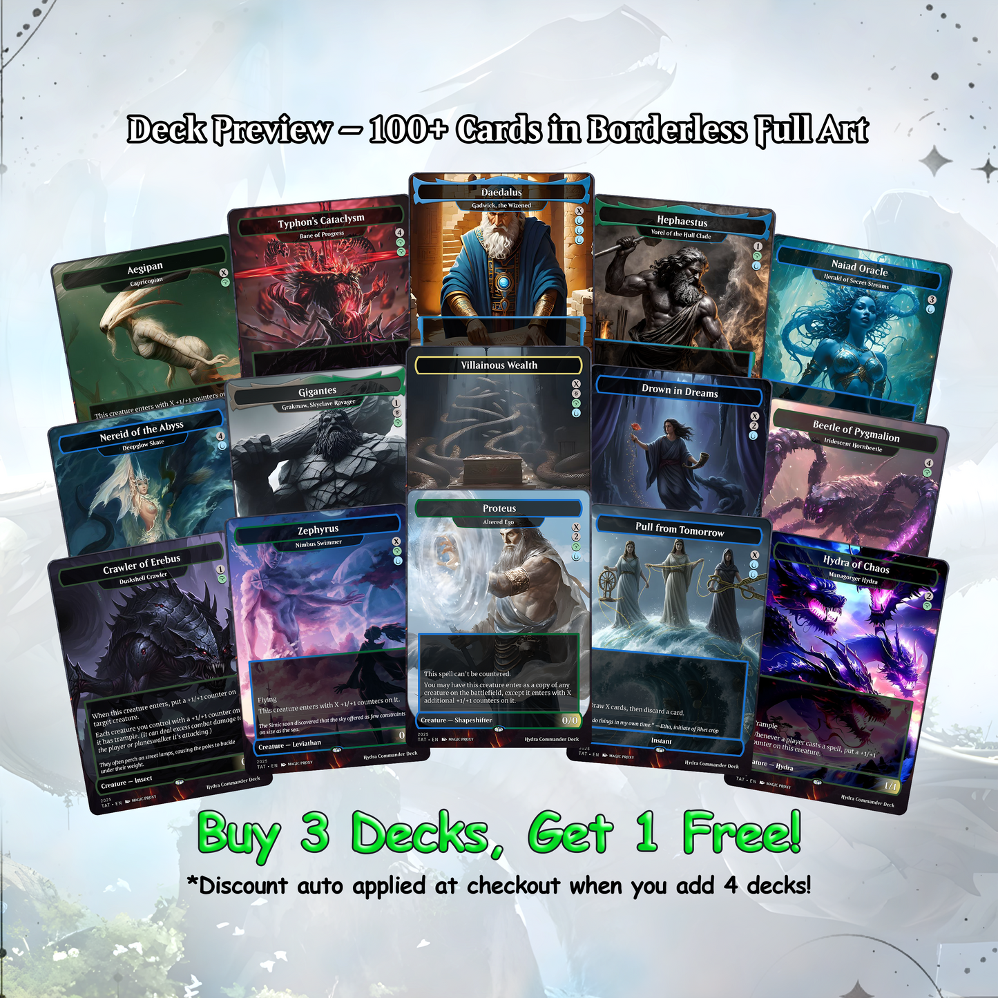 Hydra Commander cEDH Deck - Hydra Commander Magic Commander - Magic Proxy Deck with 170+ Unique Cards - Custom Cards MTG Proxy for Casual Play