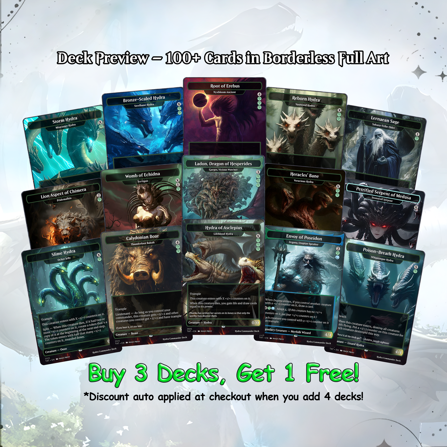 Hydra Commander cEDH Deck - Hydra Commander Magic Commander - Magic Proxy Deck with 170+ Unique Cards - Custom Cards MTG Proxy for Casual Play