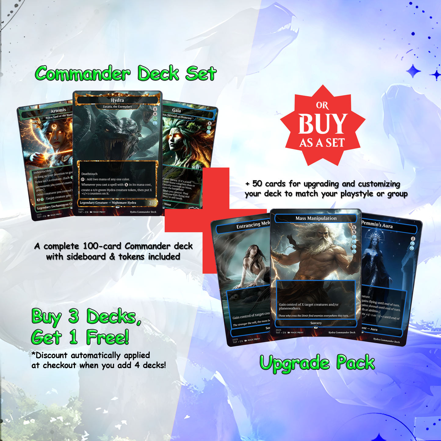 Hydra Commander cEDH Deck - Hydra Commander Magic Commander - Magic Proxy Deck with 170+ Unique Cards - Custom Cards MTG Proxy for Casual Play